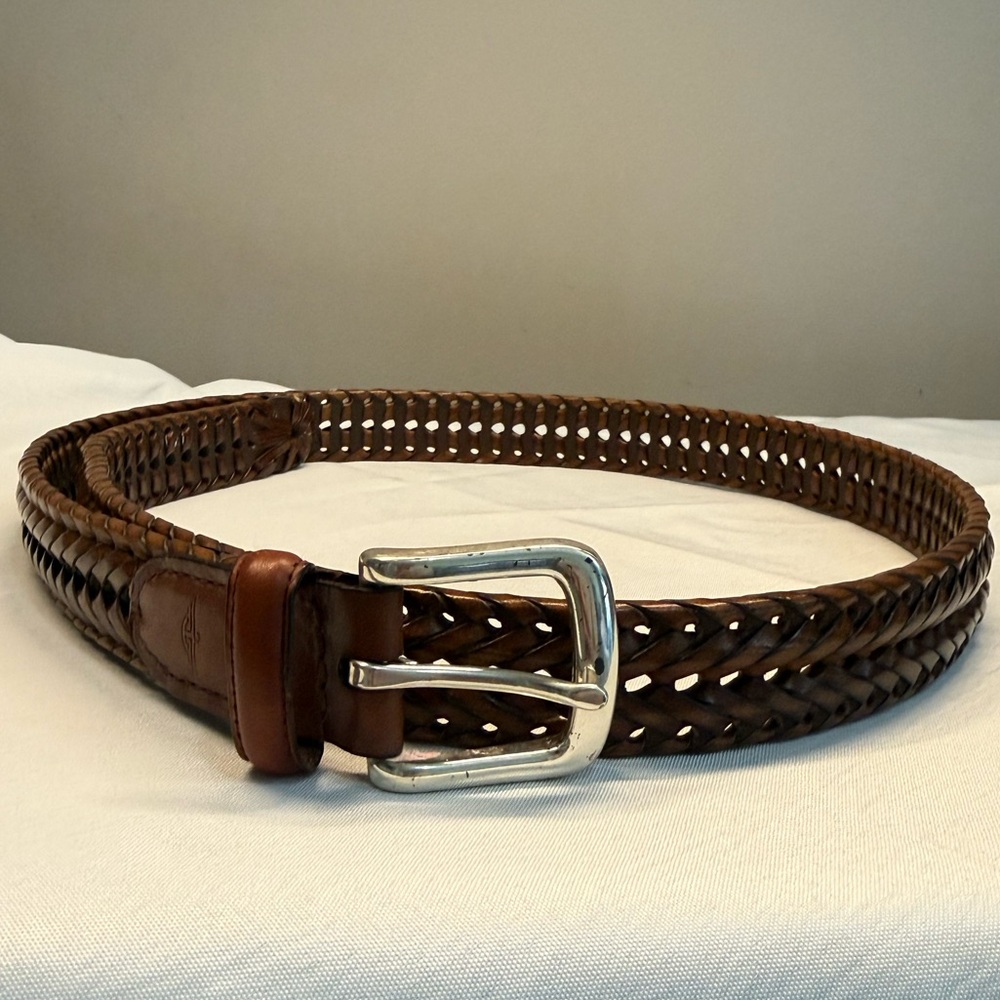 Dockers Men's Brown Woven Leather Belt